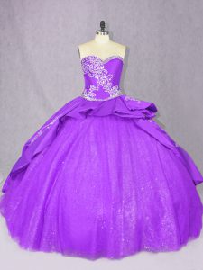 Customized Sleeveless Court Train Lace Up Beading Quinceanera Gown