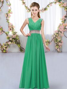 Fashion Floor Length Empire Sleeveless Turquoise Quinceanera Dama Dress Lace Up