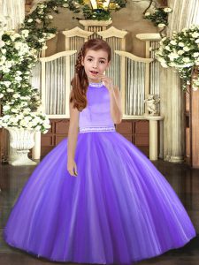 Exquisite Floor Length Ball Gowns Sleeveless Lavender Evening Gowns Backless