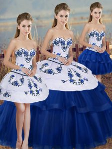 Ball Gowns Quinceanera Dress Royal Blue Sweetheart Tulle Sleeveless Floor Length Lace Up