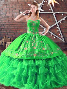 Extravagant Green Sweetheart Neckline Embroidery Quinceanera Dresses Sleeveless Lace Up