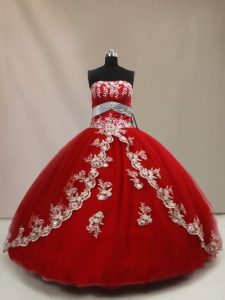 Traditional Tulle Sleeveless Floor Length Quinceanera Gowns and Appliques