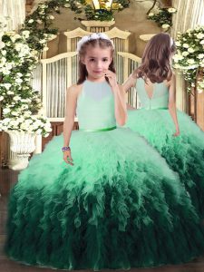 Discount Sleeveless Ruffles Backless Pageant Dress for Girls