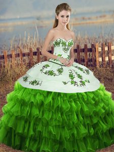 Simple Ball Gowns Ball Gown Prom Dress Green Sweetheart Organza Sleeveless Floor Length Lace Up