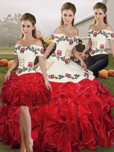 Sleeveless Embroidery and Ruffles Lace Up Vestidos de Quinceanera