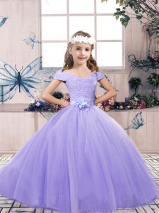 Hot Selling Lavender Sleeveless Tulle Lace Up Pageant Dress for Teens for Party and Wedding Party