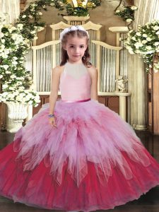 Stunning Sleeveless Ruffles Backless Pageant Gowns For Girls