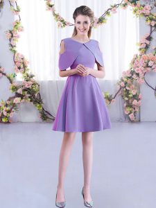 Lavender Half Sleeves Ruching Mini Length Quinceanera Dama Dress