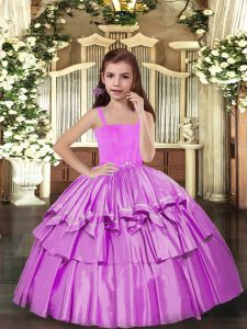 Excellent Sleeveless Floor Length Little Girls Pageant Dress and Ruffled Layers