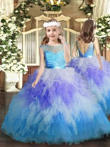 Lovely Multi-color Sleeveless Ruffles Floor Length Little Girls Pageant Gowns