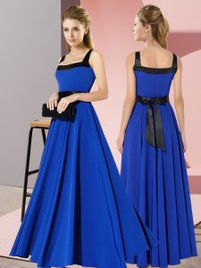 Pretty Square Sleeveless Zipper Quinceanera Court Dresses Royal Blue Chiffon