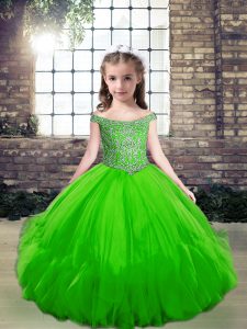 Off The Shoulder Sleeveless Lace Up Little Girls Pageant Dress Wholesale Tulle