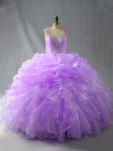 Pretty Sleeveless Zipper Floor Length Beading and Ruffles Quinceanera Dresses