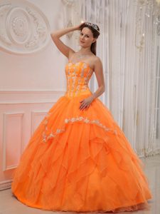 2013 Breathtaking Orange Quinceanera Dresses with Appliques