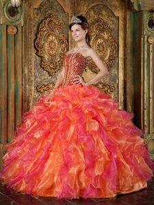 Best Multi-Color Dress for Sweet 15 with Beading and Ruffles