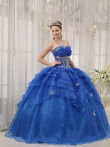 Clearance Blue Ball Gown Beaded Quinceanera Gown in Quilmes