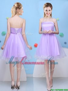 Lavender Sleeveless Tulle Lace Up Court Dresses for Sweet 16 for Prom and Party and Wedding Party