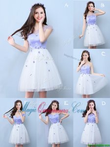 White V-neck Lace Up Appliques Dama Dress for Quinceanera Sleeveless