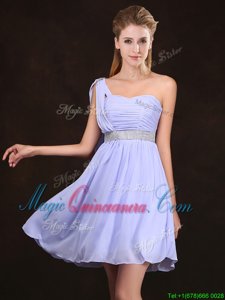 Sequins One Shoulder Sleeveless Zipper Vestidos de Damas Lavender Chiffon