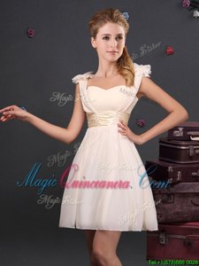 Straps Straps Mini Length Empire Sleeveless Champagne Court Dresses for Sweet 16 Zipper