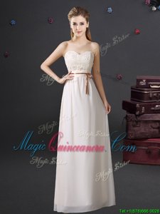 Sleeveless Lace and Appliques and Belt Lace Up Dama Dress for Quinceanera