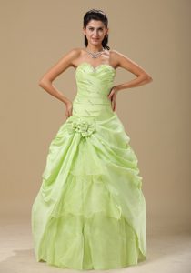 Yellow Green Sweetheart Bowknot Sweet Sixteen Dress under 150