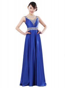 Best Selling Royal Blue Prom Dresses Prom and Party and For with Beading V-neck Sleeveless Zipper