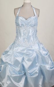 Pretty Ball Gown Halter Top Little Girl Pageant Dress With Pick-ups