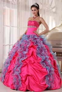 Ruffled Blue and Hot Pink Dresses 15 with Beading and Ruches 2013