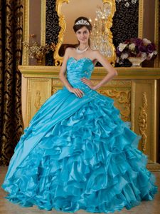 Appliqued and Ruffled Blue Sweet 15 Dress in Porto Alegre Brazil