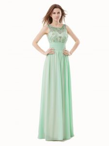 Scoop Sleeveless Chiffon Mother Of The Bride Dress Beading and Bowknot Zipper