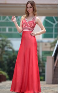 Captivating Sleeveless Side Zipper Floor Length Appliques Mother Of The Bride Dress