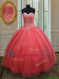 Flirting Ball Gowns 15 Quinceanera Dress Pink Sweetheart Organza Sleeveless Floor Length Lace Up