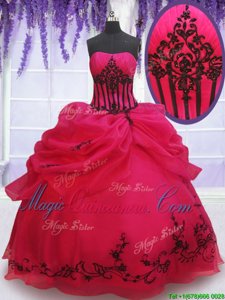 Most Popular Sleeveless Lace Up Floor Length Embroidery and Pick Ups Sweet 16 Dresses