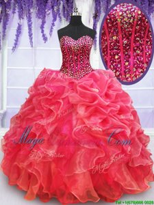 Sleeveless Beading and Ruffles Lace Up Quinceanera Gown