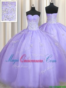 Classical Lavender Sweetheart Zipper Beading Sweet 16 Dresses Sleeveless