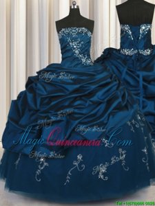 Beading and Appliques and Embroidery and Pick Ups Sweet 16 Dresses Teal Lace Up Sleeveless Floor Length