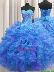 Flirting Floor Length Ball Gowns Sleeveless Multi-color 15th Birthday Dress Lace Up