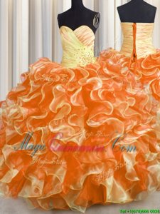 Custom Design Multi-color Sweet 16 Dresses Military Ball and Sweet 16 and Quinceanera and For with Beading and Ruffles Sweetheart Sleeveless Lace Up