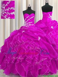 Modest Sleeveless Lace Up Floor Length Beading and Appliques and Ruffles 15 Quinceanera Dress