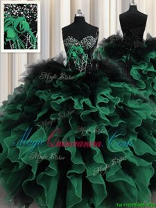 Classical Multi-color Sleeveless Beading and Ruffles Floor Length Quinceanera Dress