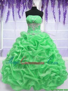 Beading Ball Gown Prom Dress Lace Up Sleeveless Floor Length