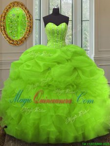 Sleeveless Beading and Ruffles and Pick Ups Floor Length Sweet 16 Dress