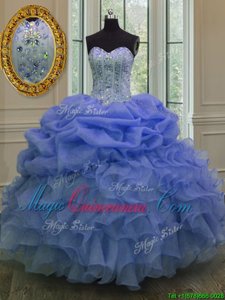 Cheap Blue Sweet 16 Quinceanera Dress Military Ball and Sweet 16 and Quinceanera and For with Beading and Pick Ups Sweetheart Sleeveless Lace Up