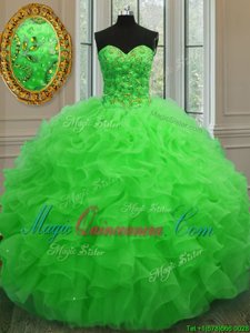 Elegant Floor Length Lace Up Ball Gown Prom Dress for Military Ball and Quinceanera with Beading and Ruffles