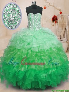 Sleeveless Lace Up Floor Length Ruffles Quinceanera Gown