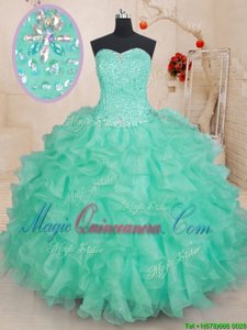 Sleeveless Lace Up Floor Length Beading and Ruffles Vestidos de Quinceanera