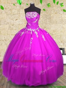 Purple Sleeveless Tulle Lace Up 15th Birthday Dress for Military Ball and Sweet 16 and Quinceanera