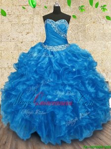 Organza Sleeveless Floor Length Quinceanera Gowns and Beading and Ruching