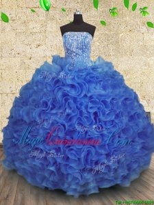 Most Popular Organza Sleeveless Floor Length Sweet 16 Quinceanera Dress and Beading and Ruffles